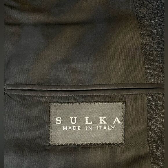 SULKA Gray Suit Jacket Blazer and Vest Super 150 Wool made in Italy size US 42R - Picture 15 of 16